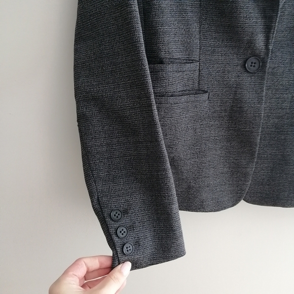 Theory Gabe Portmore Wool Single Button Blazer Speckled Grey 3 Pockets 2 - Picture 10 of 17